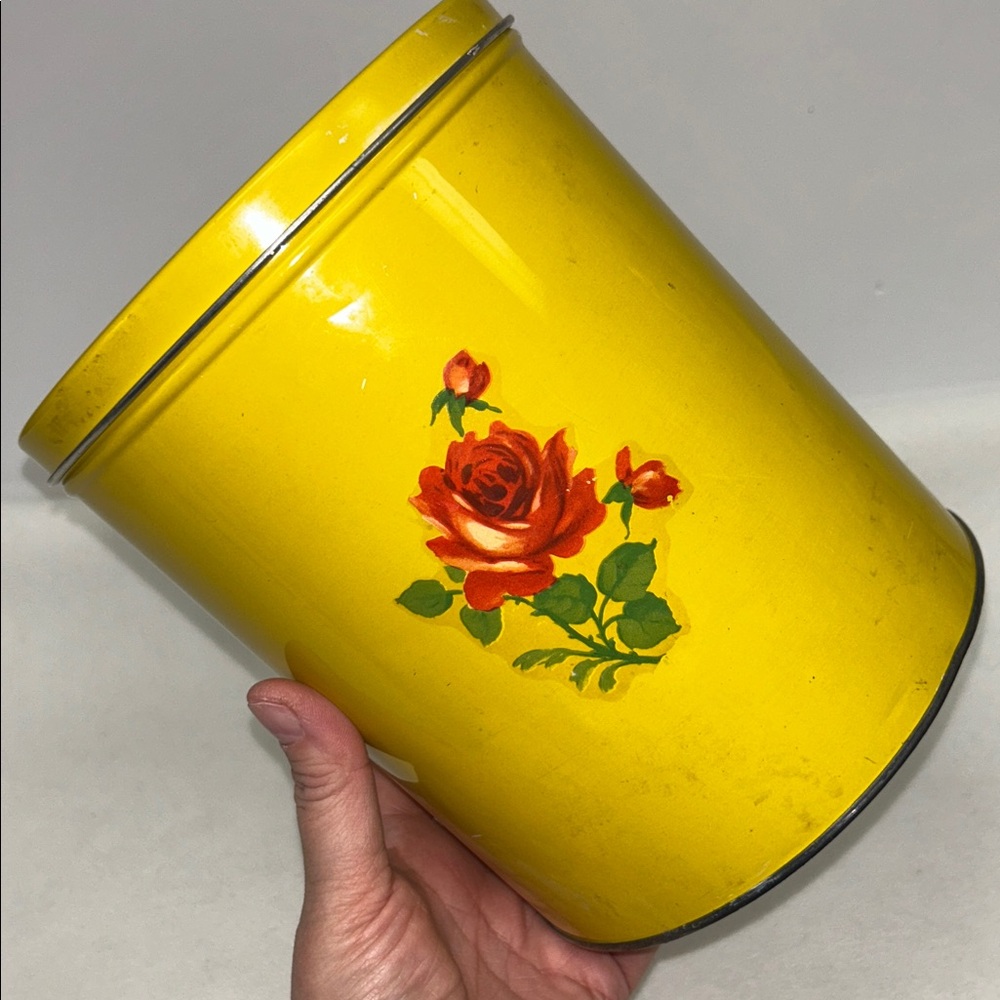 Vintage 6.5 x 7 3/4  yellow metal  “Mil-Ko “ Hamilton Ontario ,storage tin